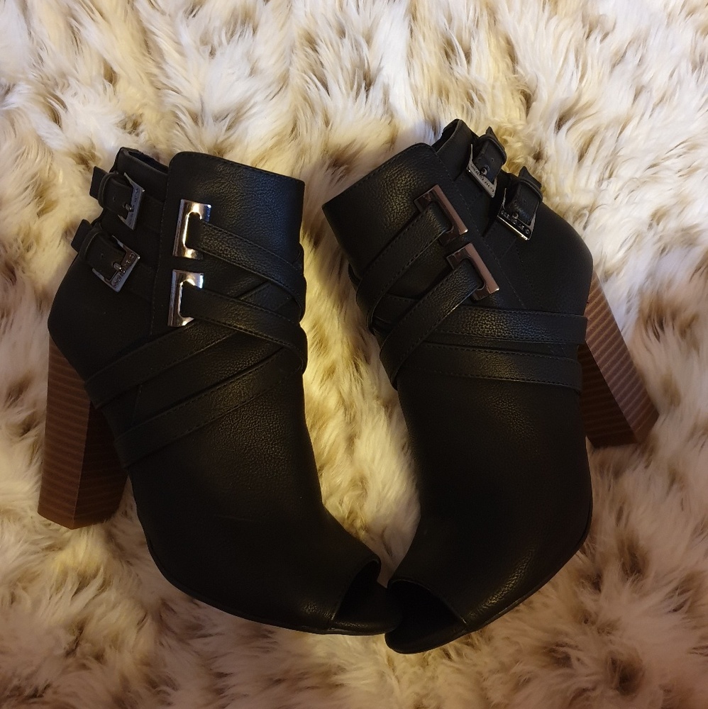 Open-Toe High Heel Booties